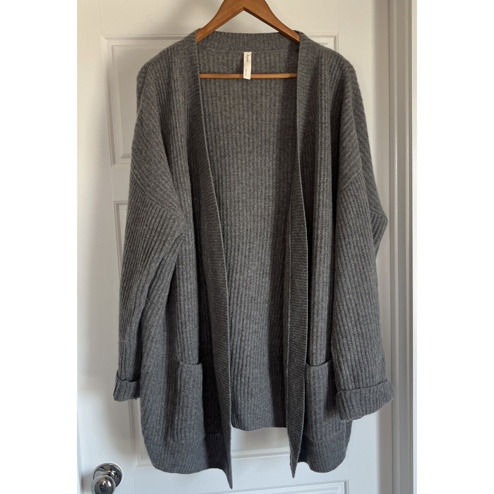 NAP Cashmere Cardigan Open Front Knit Loungewear Gray Luxury Oldmoney Oversize L